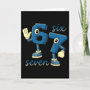 Carte Cadeau de mème de numéro rétro six sept Brainrot p