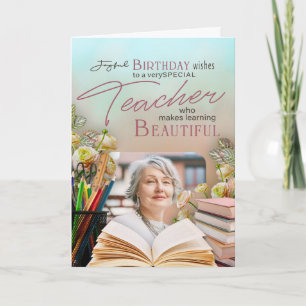 Carte Cadeau de naissance de professeur Fleurs douces Ph