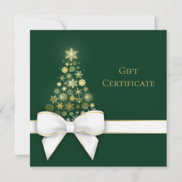 Carte cadeau de Noël Arbre Bow Gold Snowflakes Gre