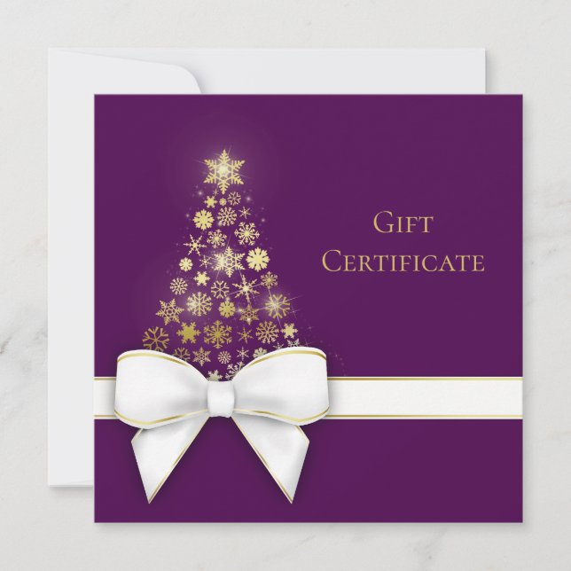 Carte cadeau de Noël Arbre Bow Snowflakes Purple (Devant)