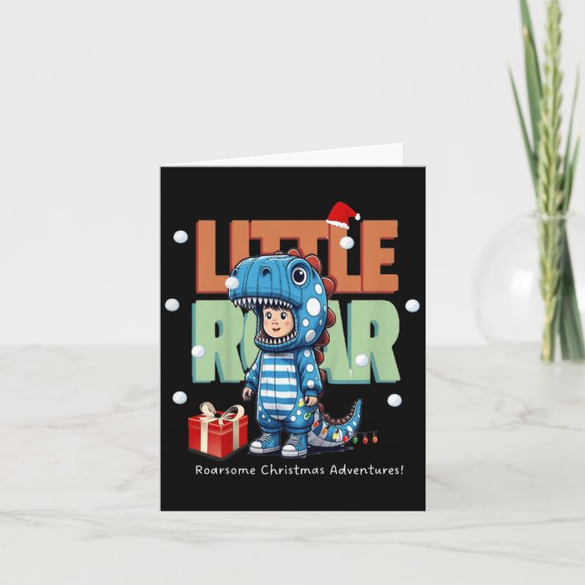 Carte Cadeau de Noël dinosaure rugissant pour enfants ga (Devant)