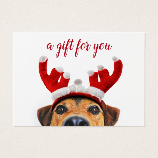 Carte cadeau de Noël jote chien amusant Reindeer H (Devant)