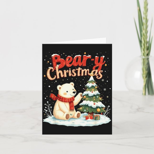 Carte Cadeau de Noël ours mignon pun de vacances Lar Bea (Devant)
