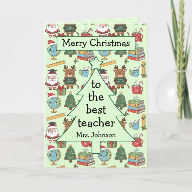 Carte Cadeau de Noël pour enseignant scolaire personnali (Devant)