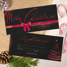 Carte cadeau de Noël rouge et noir moderne 