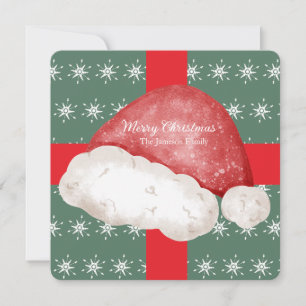 Carte Cadeau de Noël rouge Père Noël Chapeau Famille 