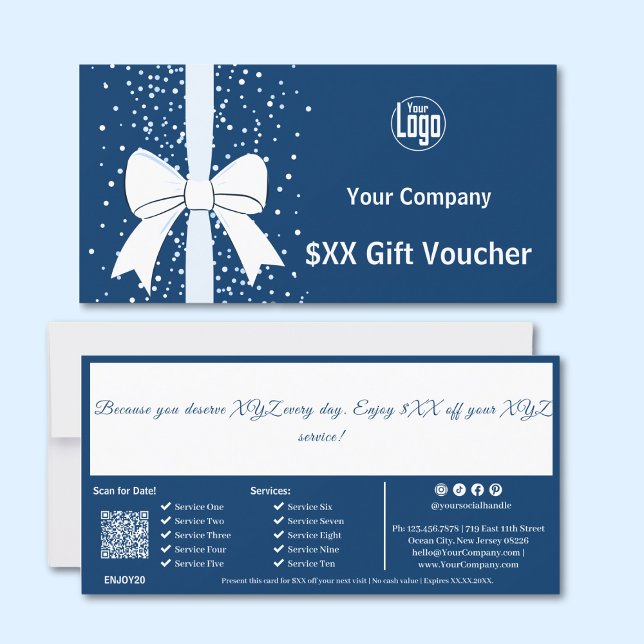 Carte cadeau de note de la société QR Code Service (QR Code Services Company Note Gift Voucher Card)