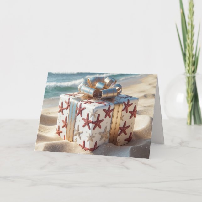 Carte Cadeau de plage de Noël avec poisson-Starfish (Devant)