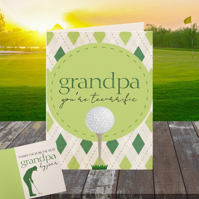 Carte Cadeau de pliage de golf Argyle personnalisé Tee-r (Golf Best by Par Best in the Game Folding Gift Greeting Card for Him or Her)