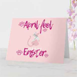 Carte Cadeau de Poisson d'avril de Pâques Œuf de chat dr