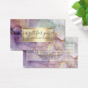 Carte-cadeau de salon en faux or aquarelle paillet