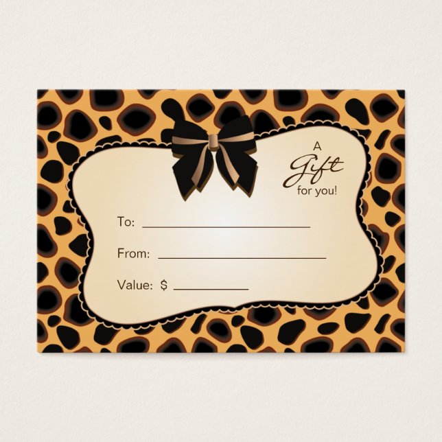 Carte cadeau de salon Spa Saint Valentin Cheetah A (Devant)