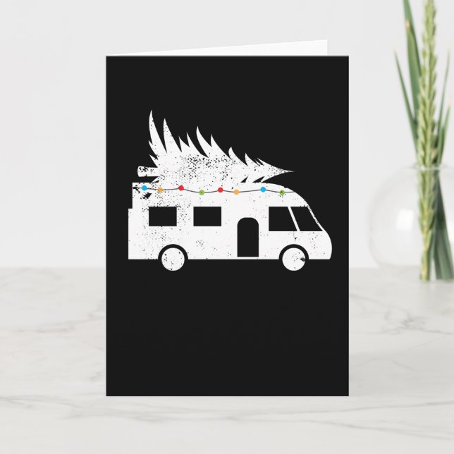 Carte Cadeau de sapin de Noël de camping-car festif (Devant)