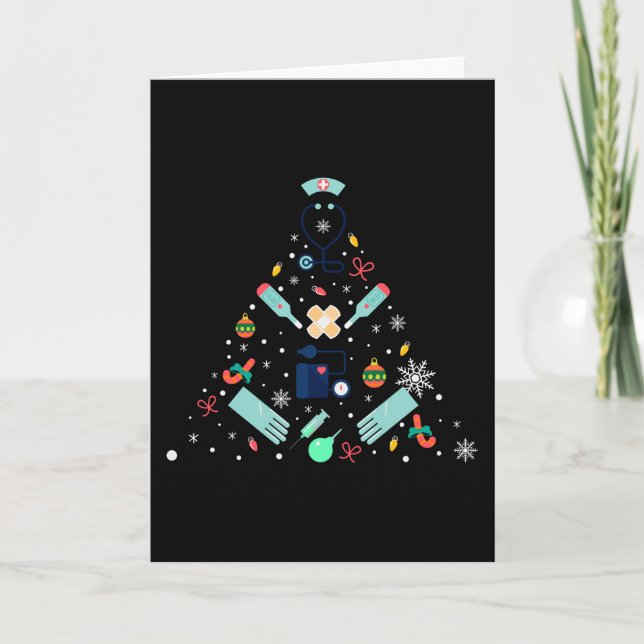 Carte Cadeau de sapin de Noël médical, Médecins et infir (Devant)