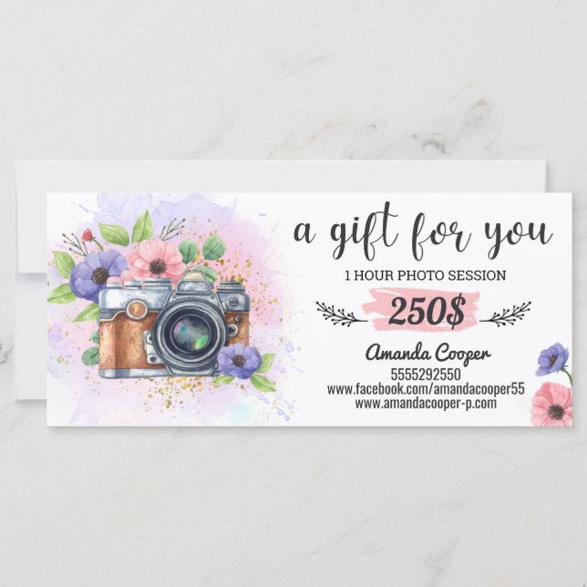 Carte cadeau de session photo Photographie Certifi (Devant)
