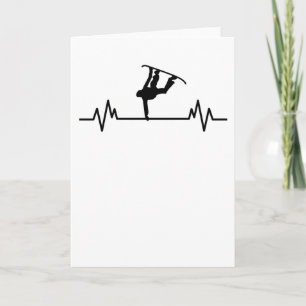 Carte Cadeau de snowboard drôle battement de coeur pour