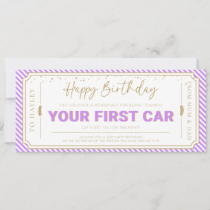 Carte cadeau de voucher pour la première voiture v