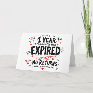 Carte Cadeau dessiné à la main de cœur de 1er anniversai
