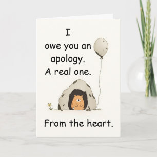 Carte Cadeau d'humour d'excuse d'anniversaire tardif d'o