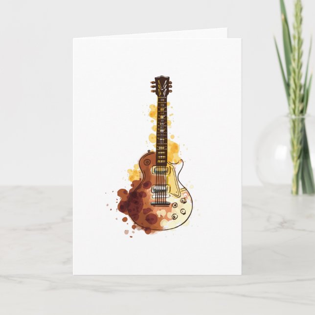 Carte Cadeau d'illustration de guitare aquarelle (Devant)