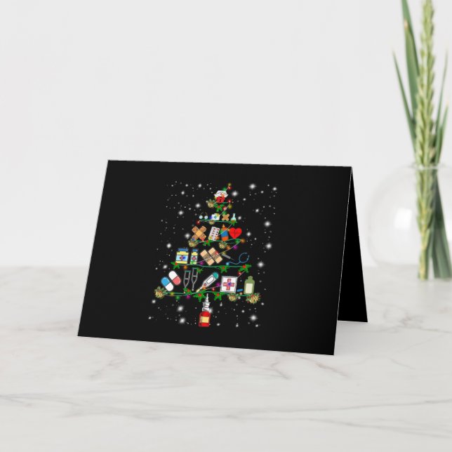 Carte Cadeau d'infirmière | Arbre de Noël d'appareil d'i (Devant)