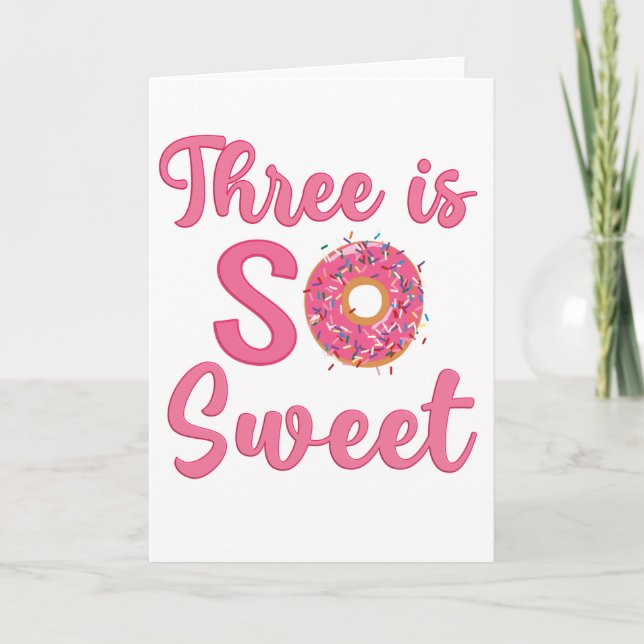 Carte Cadeau Donut Sucré 3 Ans Fille 3ème Anniversaire (Devant)