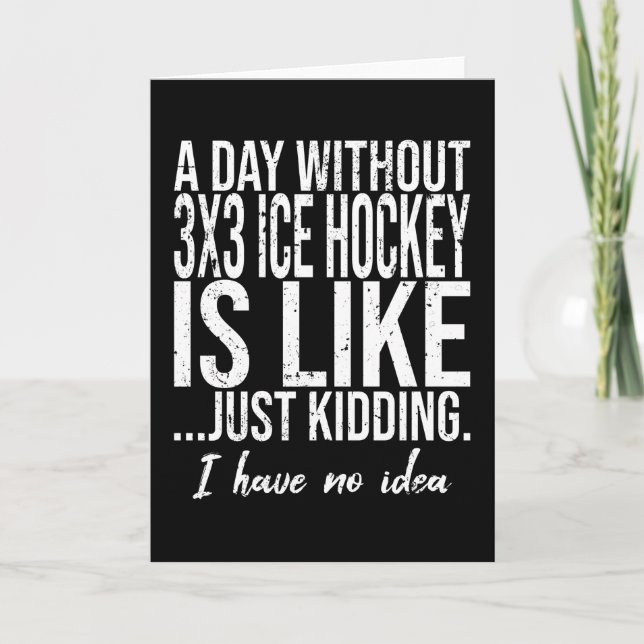 Carte Cadeau drôle de sport de hockey sur glace 3x3 (Devant)