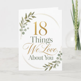 Carte Cadeau du 18e anniversaire 18 choses que nous aimo