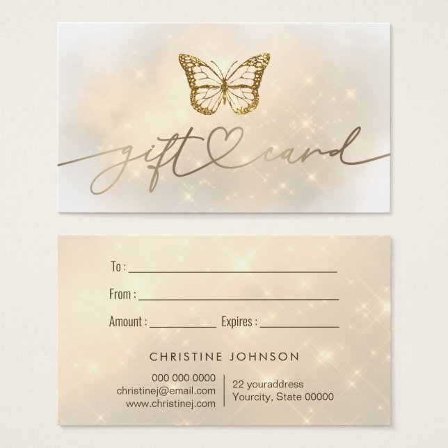 carte cadeau du logo papillon (Devant & derrière)