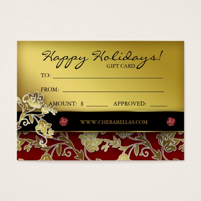 Carte cadeau du salon de Noël Spa Floral Red Gold (Devant)