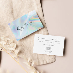 Carte cadeau Faux Iridescend Blue Holographic