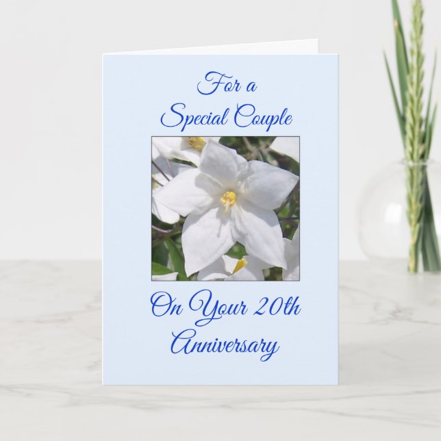 Carte Cadeau Fleurs Blanches Personnalisé 20 Ans de Mari (Devant)