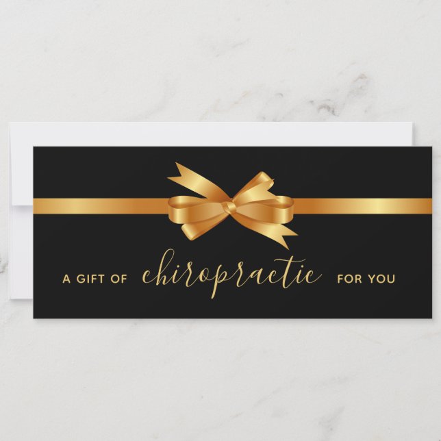 Carte Cadeau Gold Bow Du Certificat Cadeau Chiropratique (Devant)