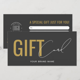 Carte cadeau grise et or avec logo moderne profess