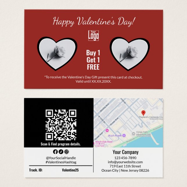 Carte cadeau Heureuse Sainte-Valentin One Rose (Devant & derrière)