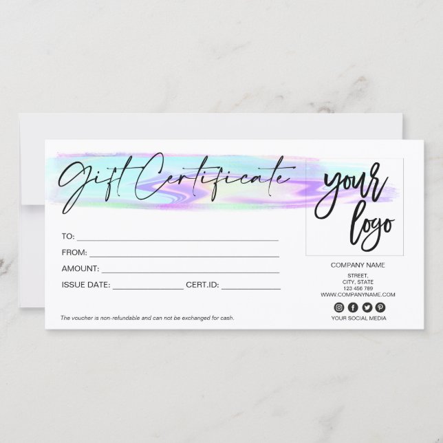 carte cadeau holographique iridescence ajouter le  (Devant)