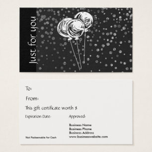 Carte cadeau Juste pour vous Ballons noir et blanc