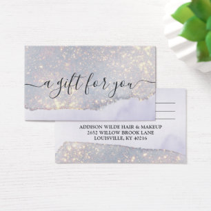 Carte Cadeau Luxe Paillettes Violet Holographique