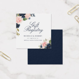 Carte cadeau mariage floral marine et blush