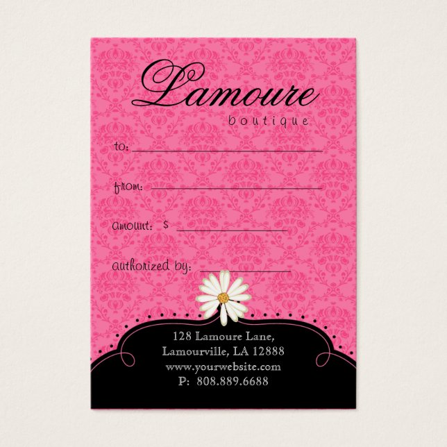 Carte cadeau mode Jolie chaussures robe rose noir (Devant)