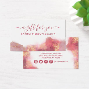 Carte-cadeau moderne à l'aquarelle liquide rose et