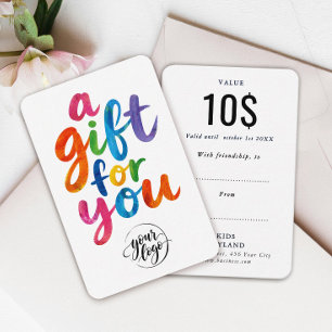Carte Cadeau Moderne Avec Réduction De Texte Color