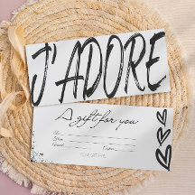 Carte cadeau moderne j'adore noir & blanc
