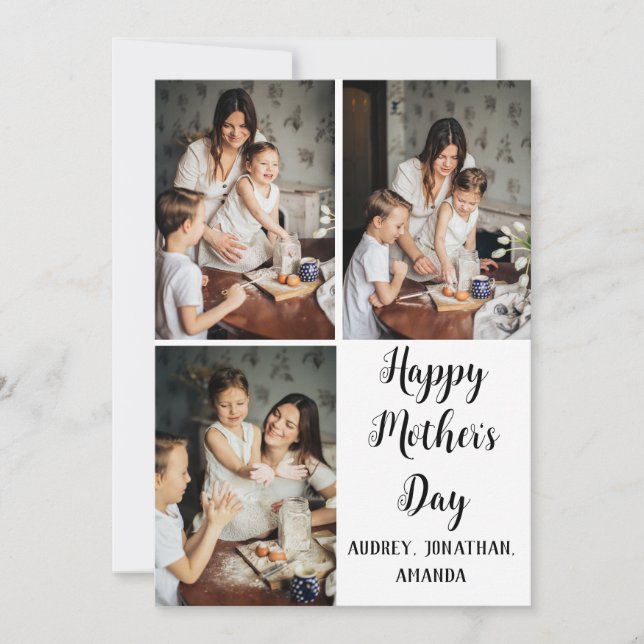 Carte Cadeau personnalisé de collage de trois photos pou (Devant)