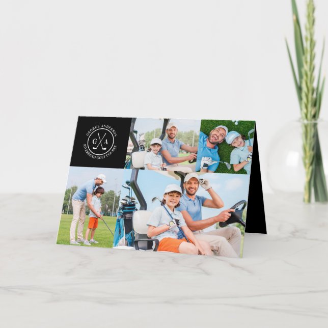 Carte Cadeau Personnalisé Golf Multi Photo Monogramme Fê (Devant)