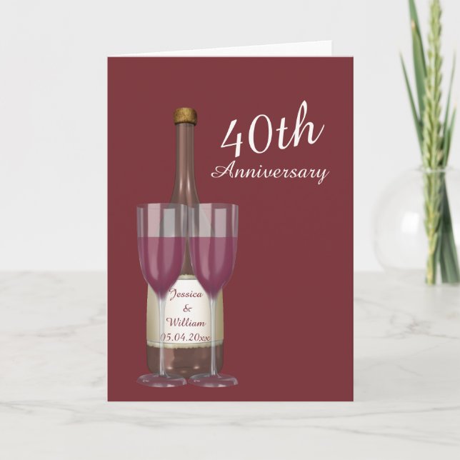 Carte Cadeau personnalisé pour les 40 ans de mariage de  (Devant)