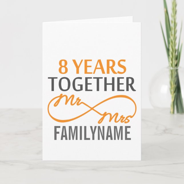 Carte Cadeau personnalisé pour les 8 ans de mariage de M (Devant)