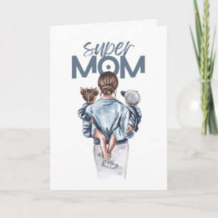 Carte Cadeau personnalisé pour Super Maman avec fils et