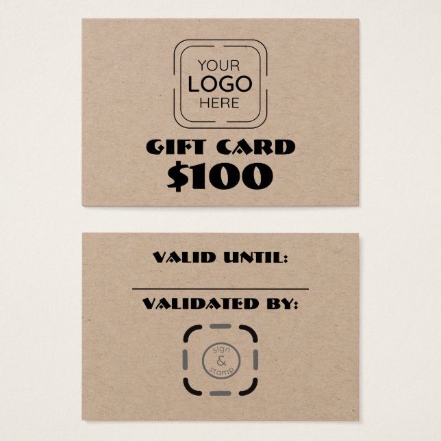 Carte cadeau personnalisée du logo d'entreprise (Devant & derrière)