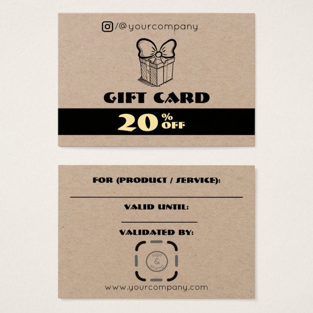 Carte cadeau personnalisée pour entreprise (Devant & derrière)